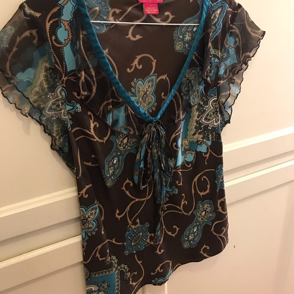 Sunny Leigh Brown floral top size L - Picture 3 of 3